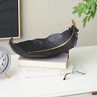 CosmoLiving by Cosmopolitan 13" Black Feather Decorative Bowl