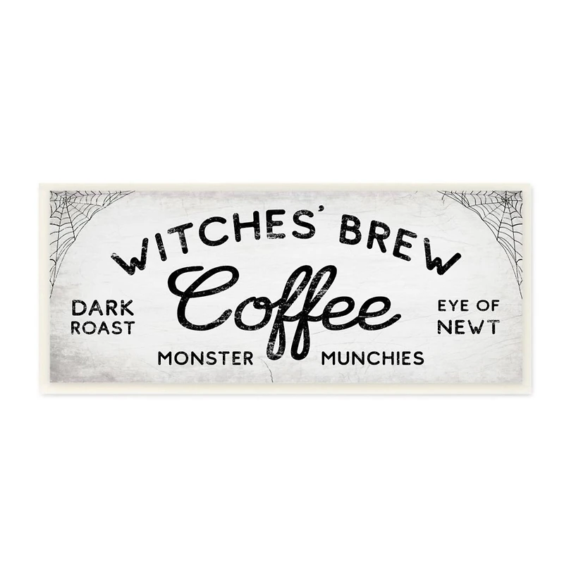 Stupell Industries Witches' Brew Coffee Charming Halloween Design Wood Wall Plaque