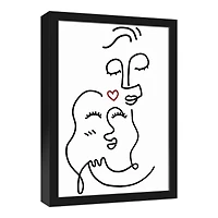 Drawn Love Faces Black Framed Canvas