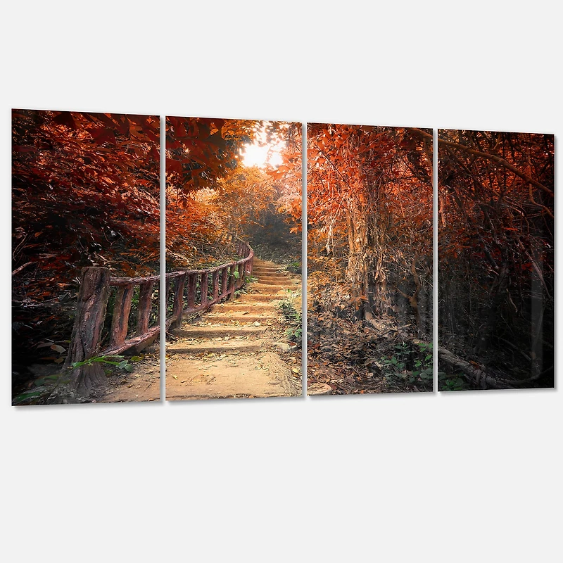 Designart - Stairway Through Red Fall Forest