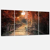 Designart - Stairway Through Red Fall Forest