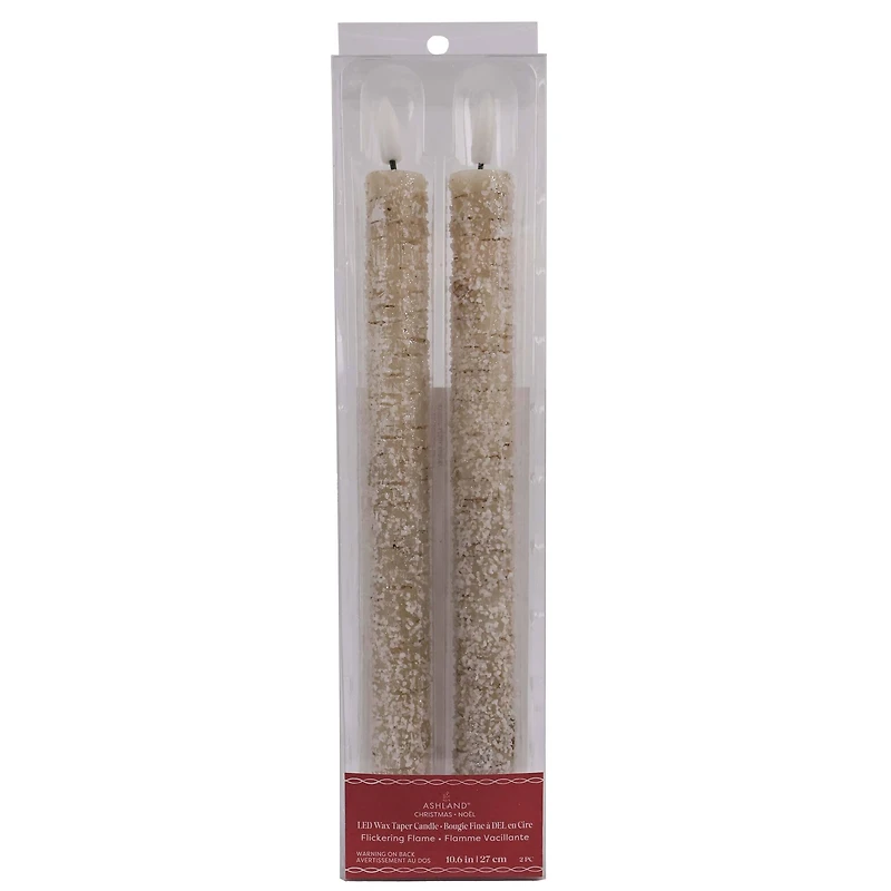 10.5" Frosted Birch LED Wax Taper Candles, 2ct. by Ashland®