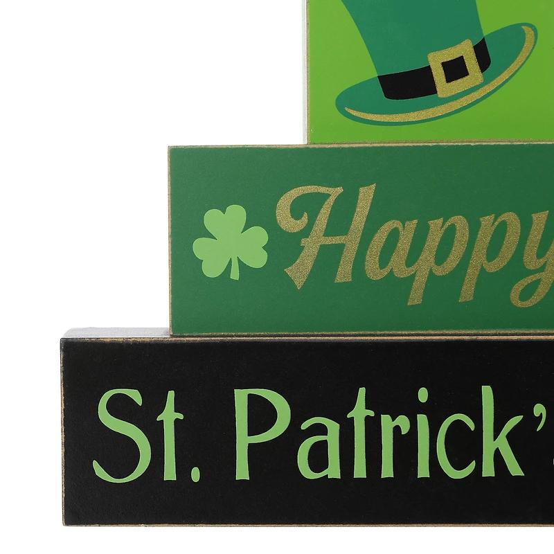 Glitzhome® 9.5" St. Patrick's Wooden Block Table Sign