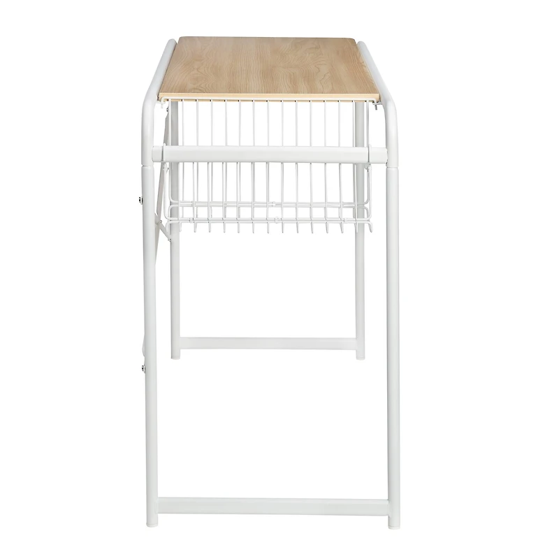 Honey Can Do White Home Office Computer Desk With Side Basket