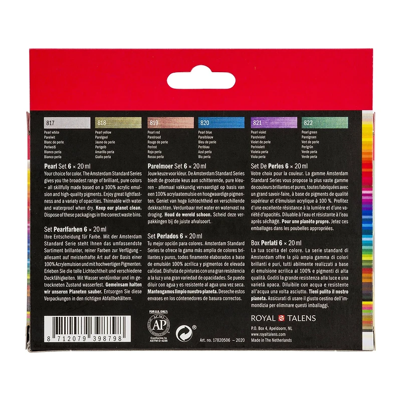 Amsterdam Standard Series 6 Color Pearl Acrylic Paint Set