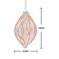 6" Pink & Gold Finial Glass Ornament by Ashland®