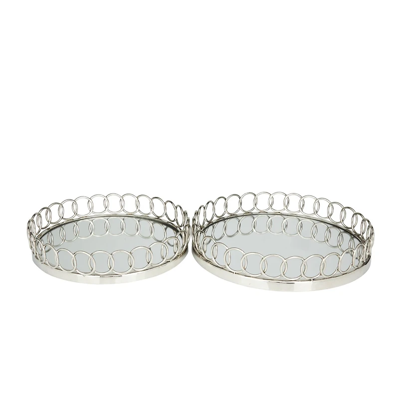 Silver Contemporary Tray, Set of 2" 16", 14"