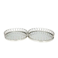 Silver Contemporary Tray, Set of 2" 16", 14"