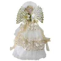 16" White & Gold Lighted Angel Christmas Tree Topper