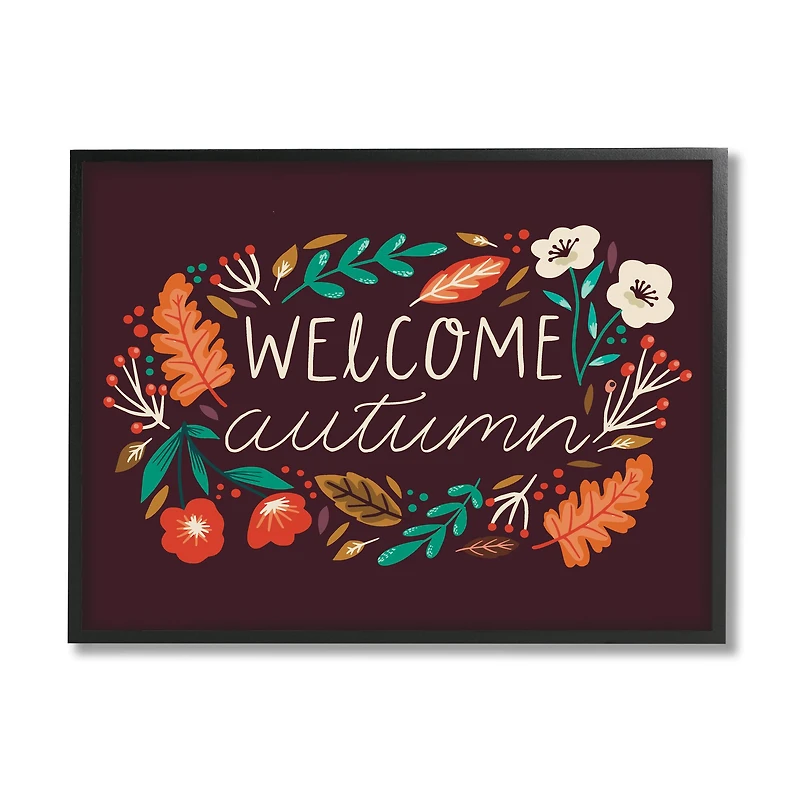 Stupell Industries Welcome Autumn Fall Botanicals Framed Giclee Art