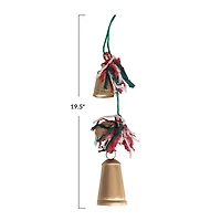 Hello Honey® 19" Hanging Metal Bells with Braided Cotton & Fabric Remnants Hanger