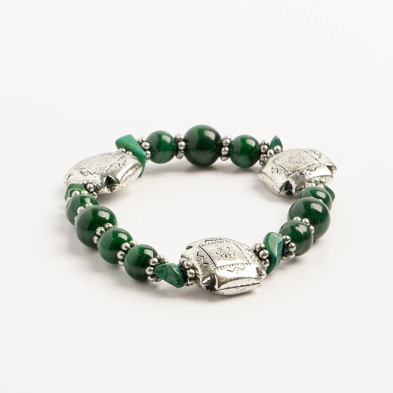 John Bead Malachite No.99 Natural Stone Stretch Bracelet