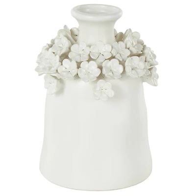 9" White Flower Decorative Ceramic Vase