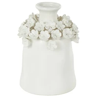 9" White Flower Decorative Ceramic Vase