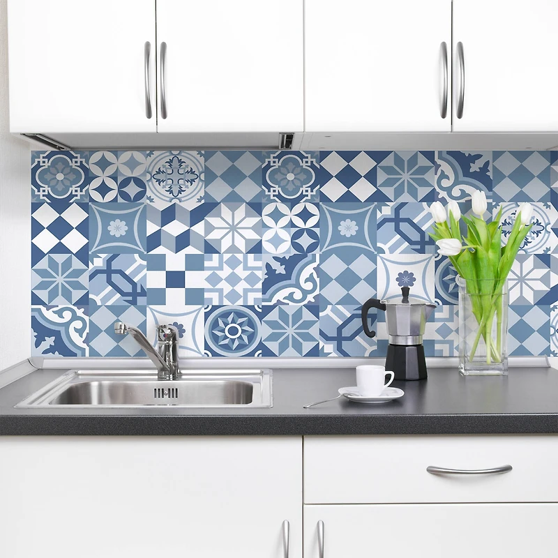 Crearreda Blue Cementine Peel & Stick Backsplash
