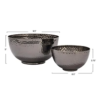 Hello Honey® Silver Finish Round Hammered Metal Bowl Set