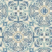 NuWallpaper Blue Florentine Tile Peel & Stick Wallpaper