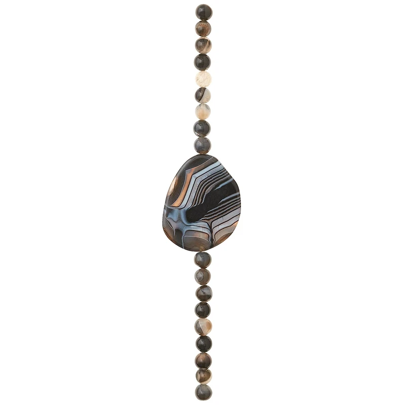 Black Agate Round Beads with Center Piece by Bead Landing™