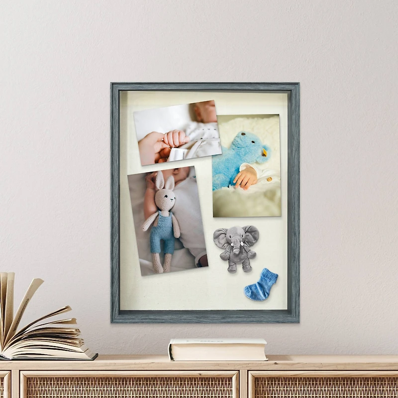 14" x 18" Gray Wood Grain Shadow Box by Studio Décor®