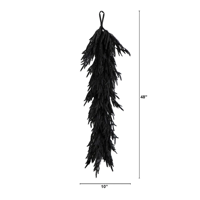 4ft. Artificial Real Touch Halloween Black Norfolk Island Pine Garland with Natural Look