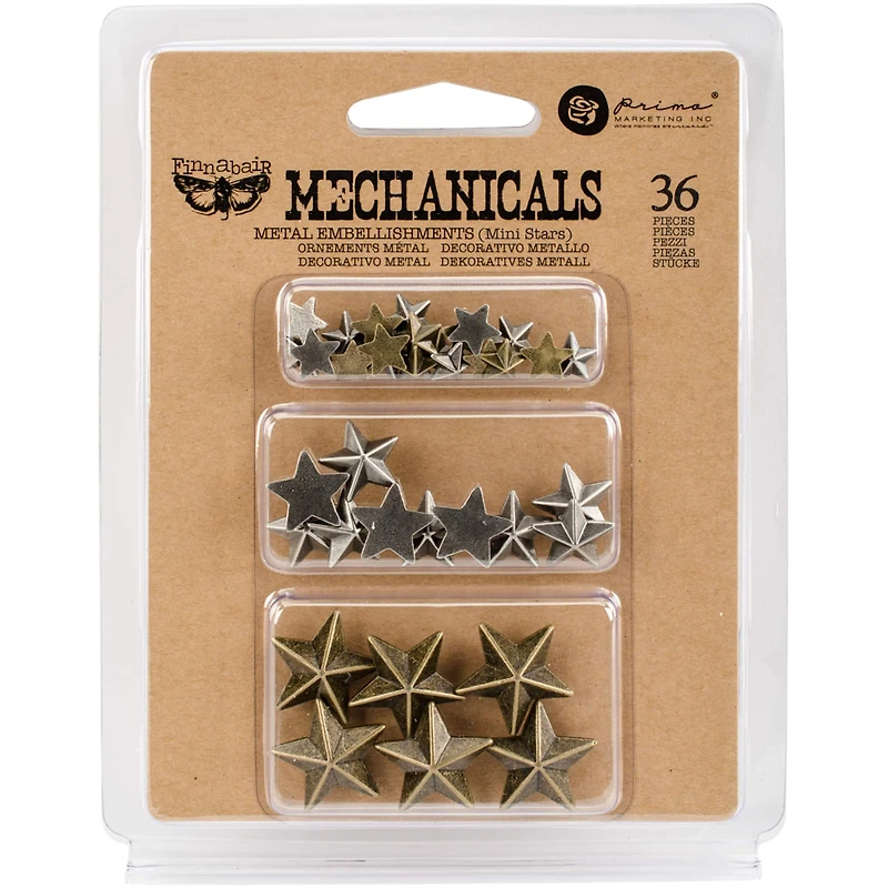 Finnabair® Mechanicals Mini Stars Metal Embellishments