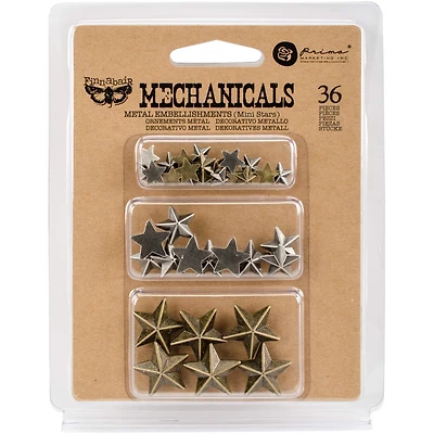 Finnabair® Mechanicals Mini Stars Metal Embellishments