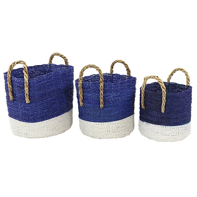 Blue Seagrass Coastal Storage Basket Set