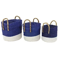 Blue Seagrass Coastal Storage Basket Set