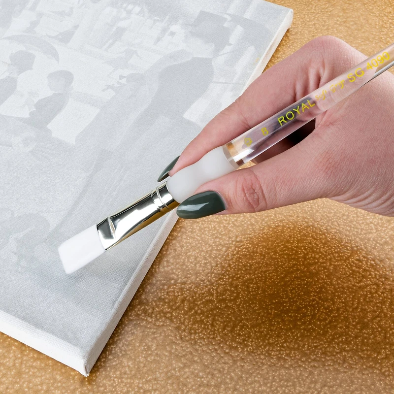 Soft-Grip Series 4090 White Taklon Flat Brush, Size 8