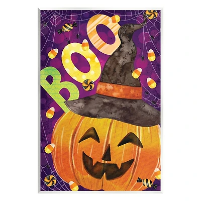 Stupell Industries Boo Jack-o-Lantern Halloween Candy Wall Plaque Art