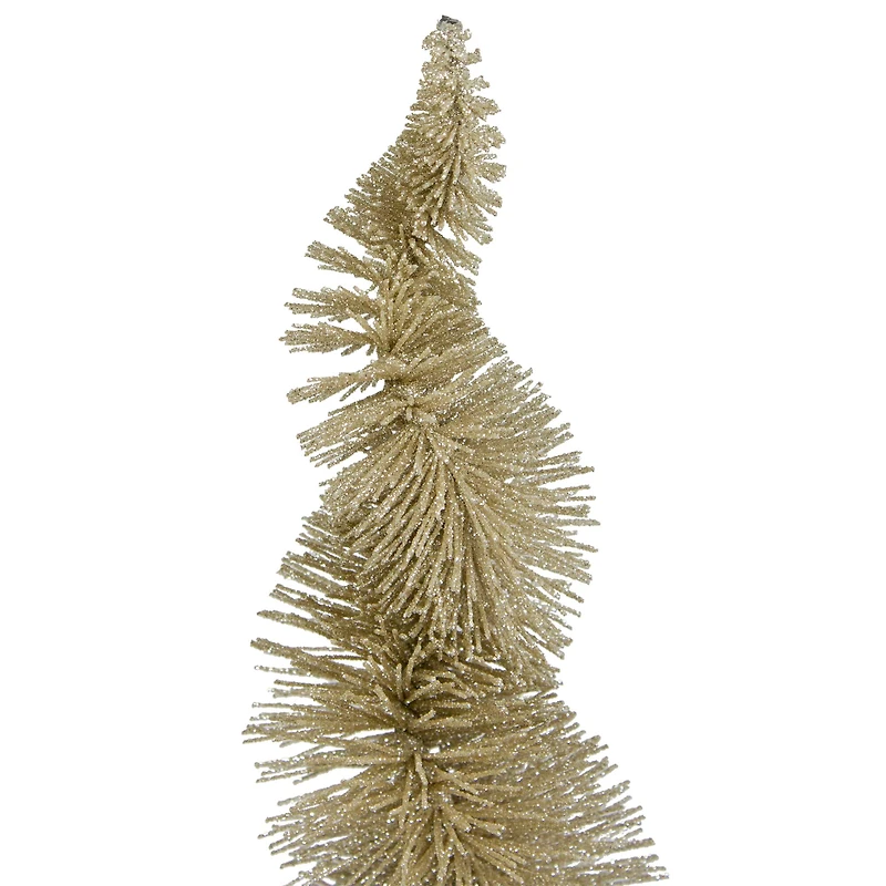 14" Gold Glittered Spiral Sisal Christmas Tree Tabletop Décor