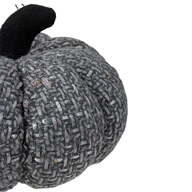 7.5" Gray Knitted Fall Harvest Tabletop Pumpkin