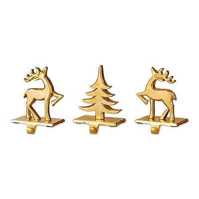 Glitzhome® Christmas Resin Tree and Reindeer Stocking Holder Set