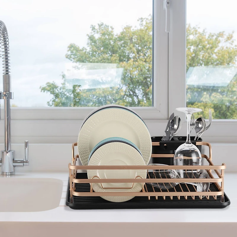 NEX™ Rose Gold Aluminum Compact Dish Drying Rack