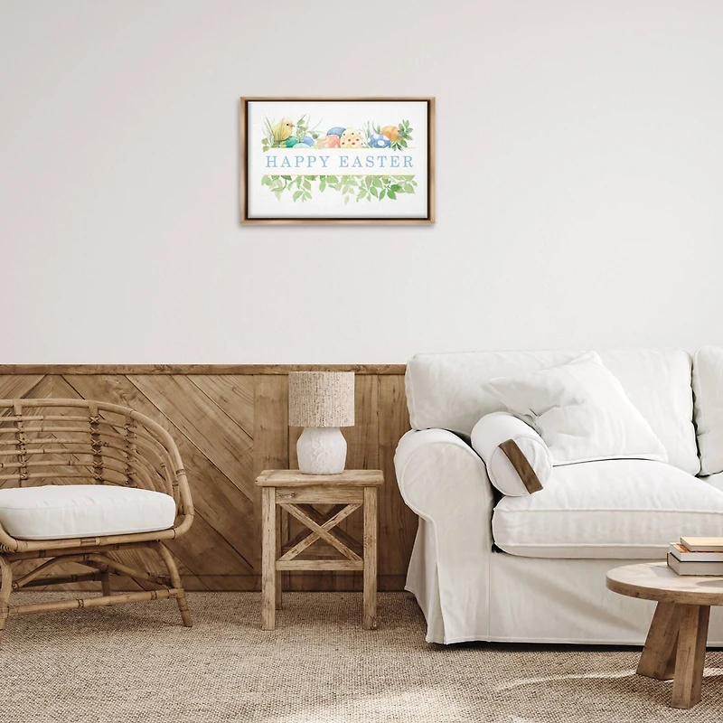 Stupell Industries Floral Happy Easter Floater Framed Art