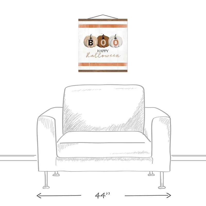 Halloween Pumpkins Teak Hanging Canvas