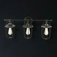 Hello Honey® 28" Black Industrial Metal Cage 3-Light Wall Sconce