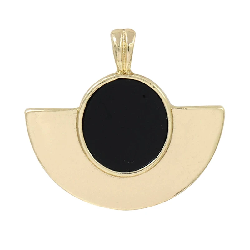 Gold & Black Geometric Half Circle Pendant by Bead Landing™