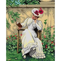 Orchidea Lady with a Book in the Garden Counted Cross Stitch Kit