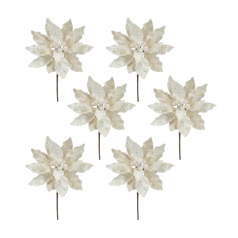 30" White Poinsettia Stem, 6ct.