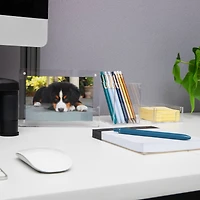 Mind Reader 3-Piece Desk Organizer Set, Pen Holder, Photo Frame and Sticky Note Tray, Acrylic, Clear