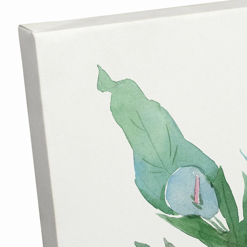 Brown Vase Tropical Leaves 12" x 18" Canvas Wall Art