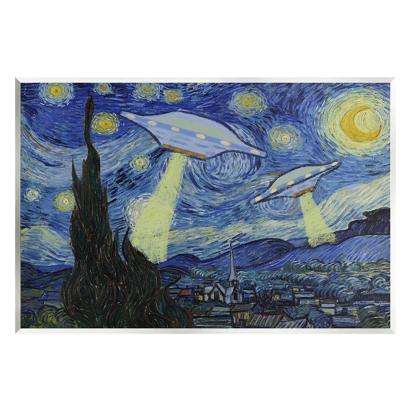 Stupell Industries Starry Night Classic Alien UFOs Wall Plaque Art