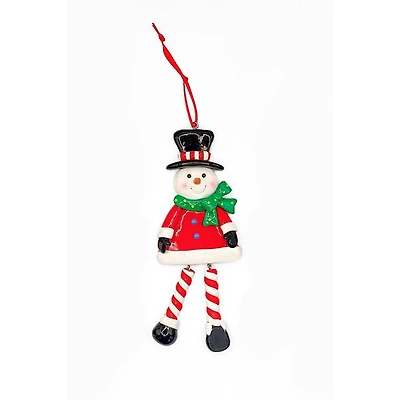 Wizardi 6.5" Glossy Gingerbread Snowman with Dangling Legs Christmas Ornament