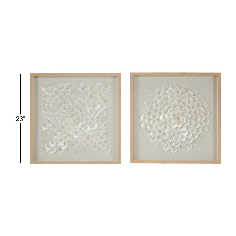 Set of 2 Brown Plastic Coastal Shadow Box, 20" x 20"