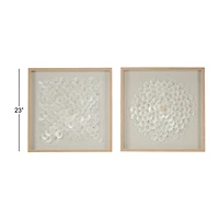 Set of 2 Brown Plastic Coastal Shadow Box, 20" x 20"