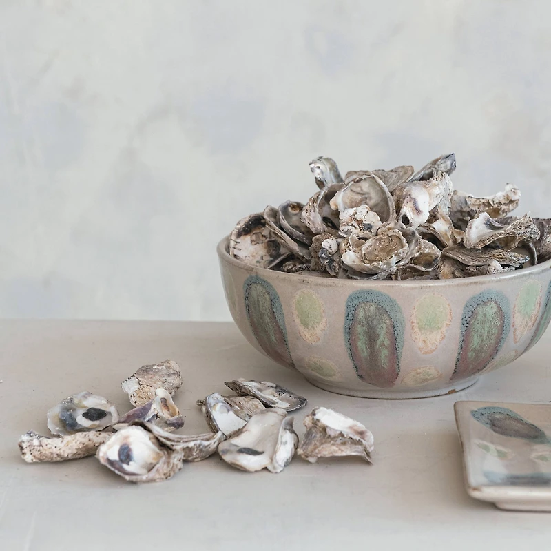 Hello Honey® Tan & Marine Round Geometric Stoneware Bowl