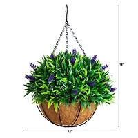 18in. UV Resistant Artificial Lavender Hanging Basket (Indoor/Outdoor)