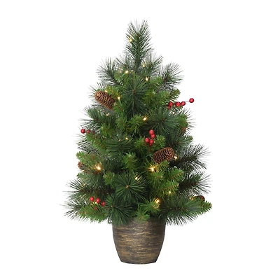 2 ft. Pre-Lit Table Top Artificial Christmas Tree With Gold Base