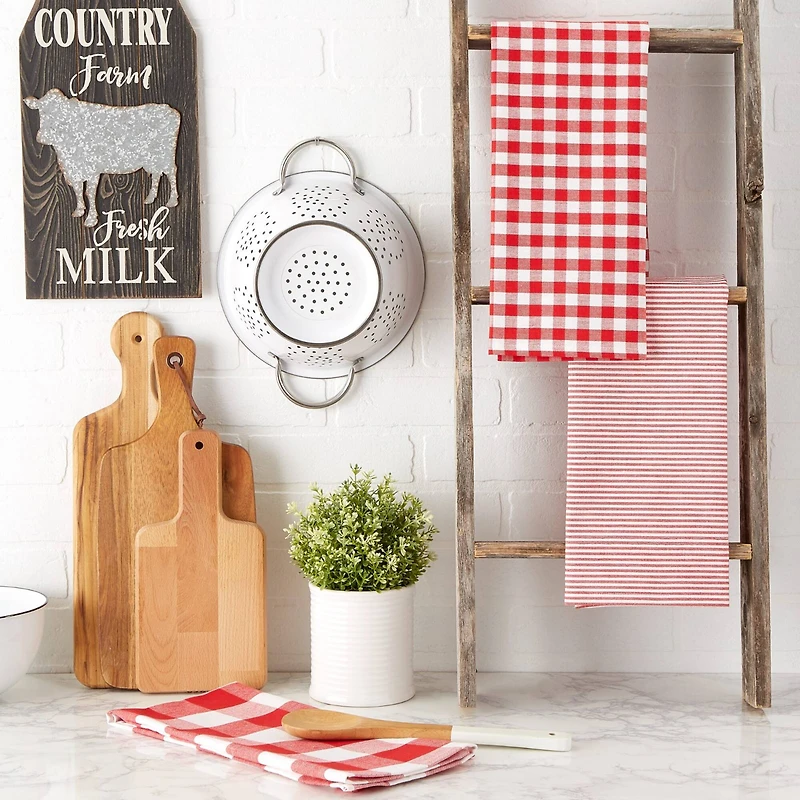 DII® Red & White Dishtowel Set